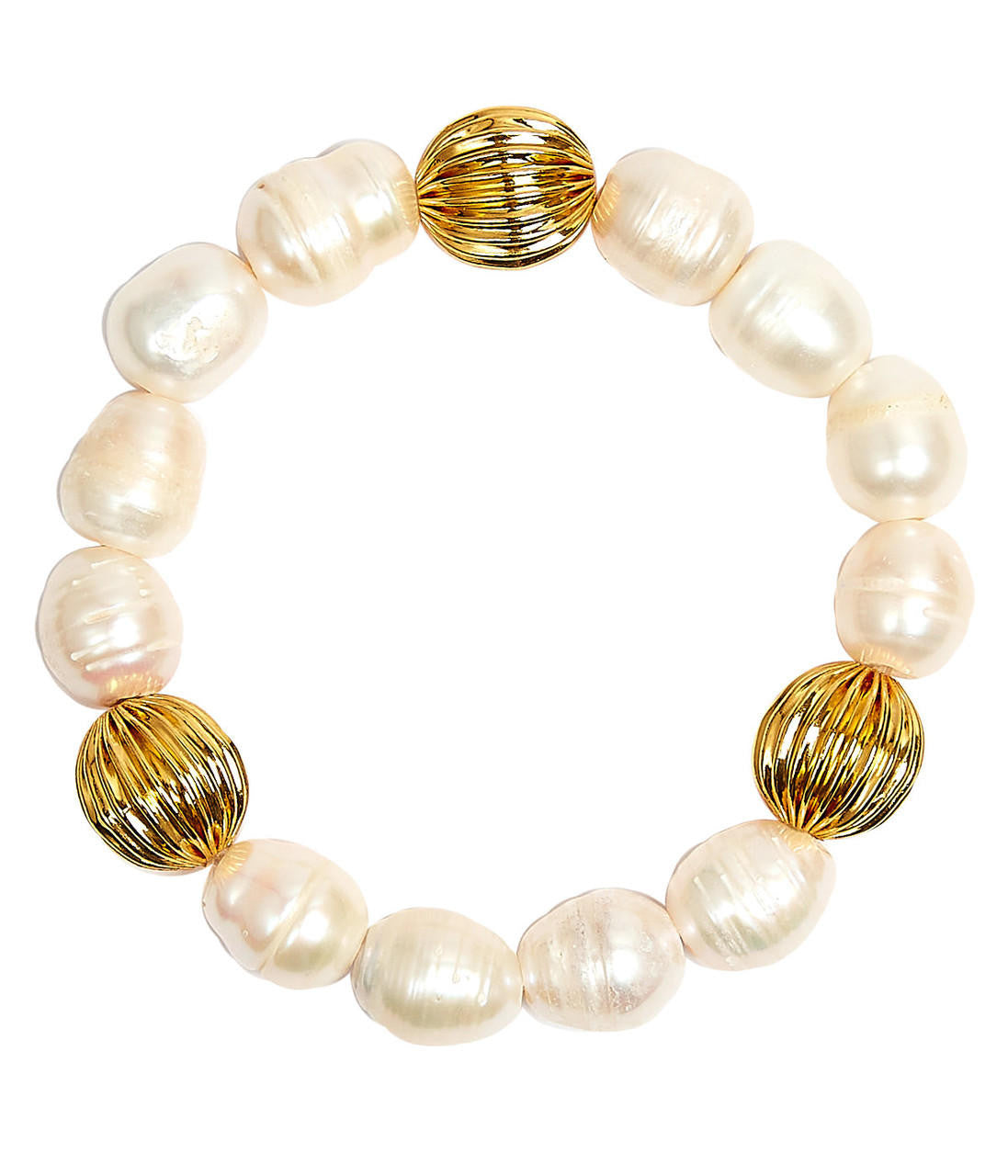 Parker Gold Bracelet with Freshwater Pearl & 14 mm Beads