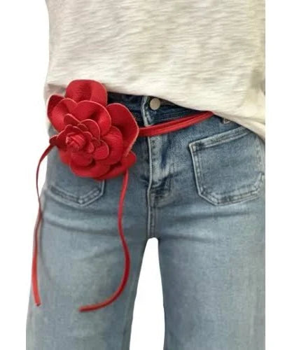 Rosette Leather Flower Belt - (three colors)