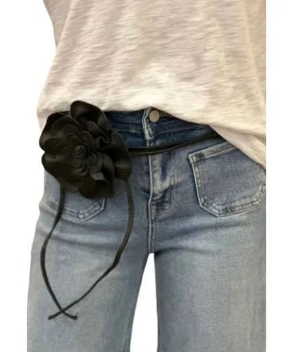 Rosette Leather Flower Belt - (three colors)