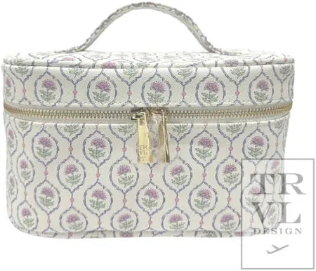 TRVL Luxe Cosmetic Train Cosmetic Bag with Navy Pinstripe