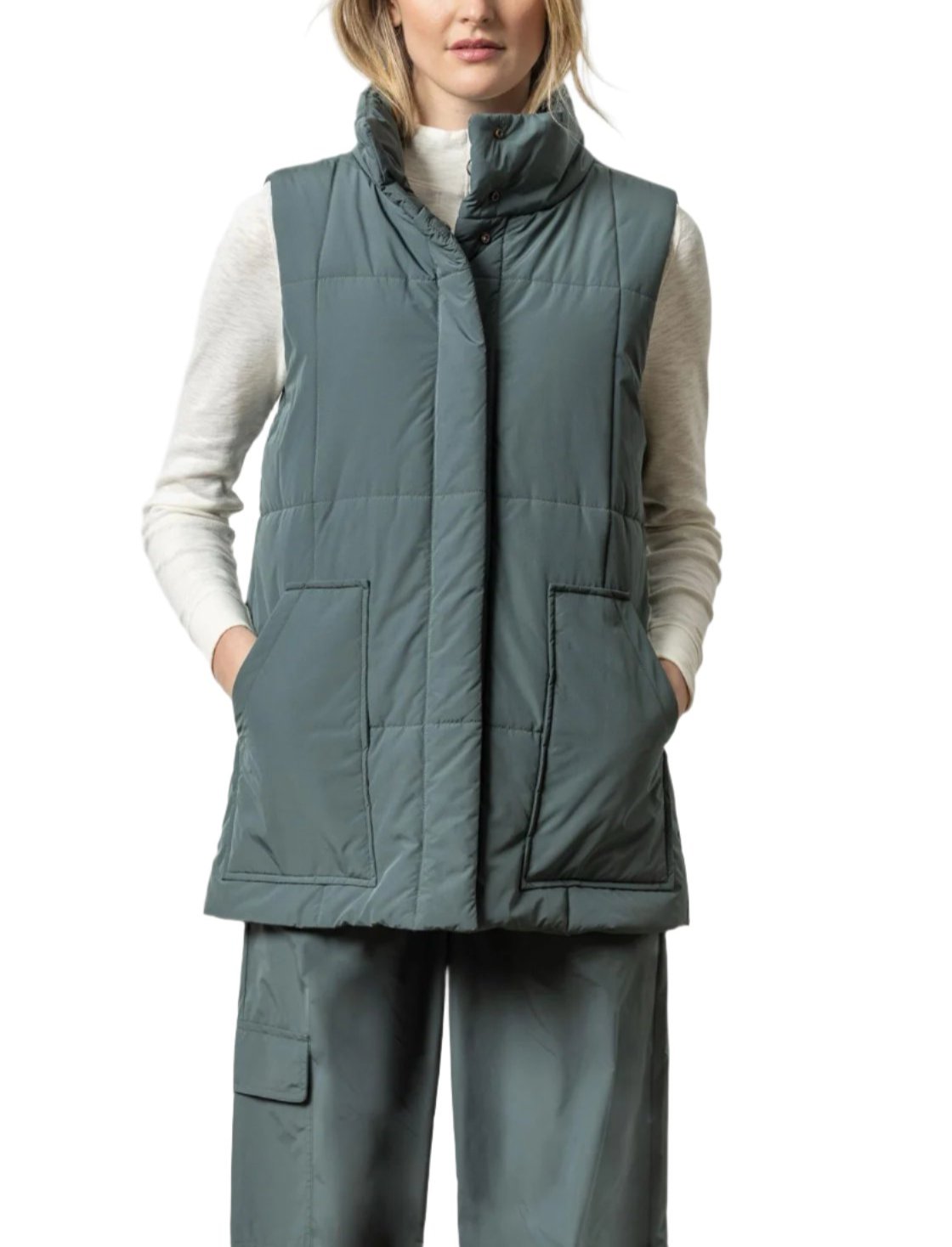 Lilla P Nylon Long Vest - Mineral