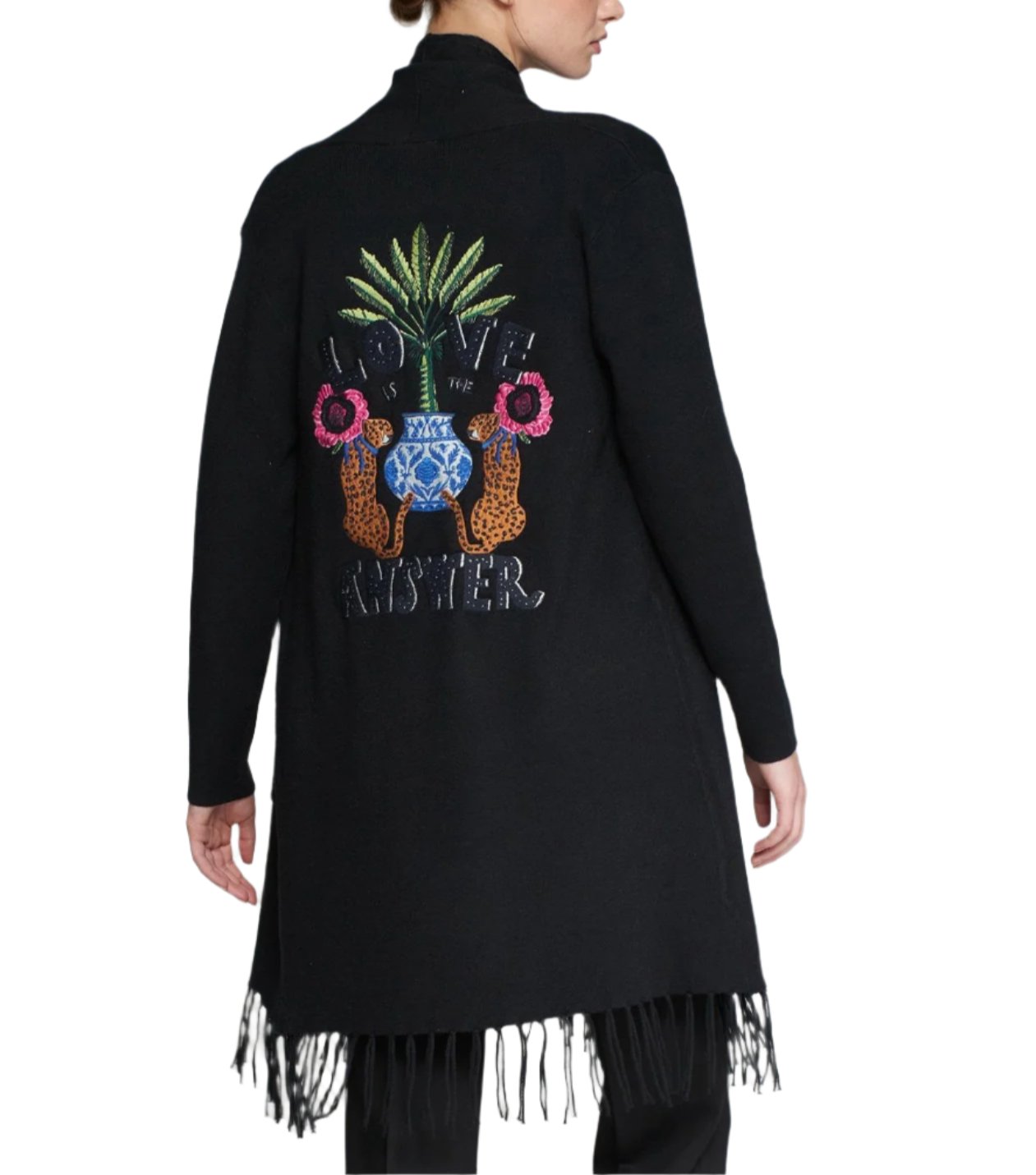 Vilagallo Black Tiger Fringe Duster