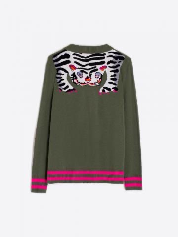 Vilagallo Green and Pink Tiger Sweater