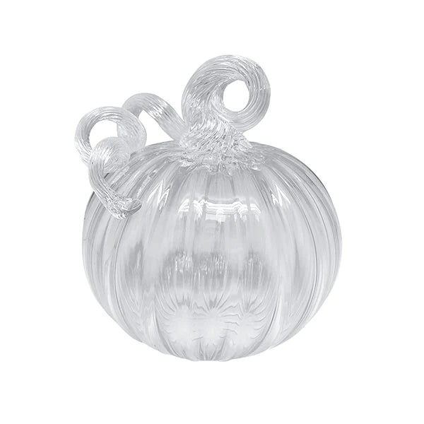 Mariposa Clear Glass Medium Pumpkin with Clear Stem