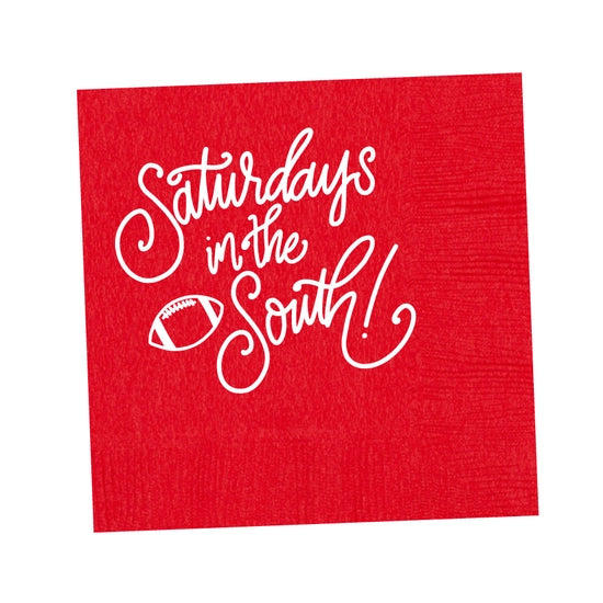 Saturday in the South Beverage Napkins - Red